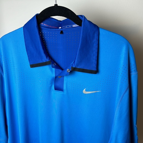 Tiger Woods Nike PGA Tour VALHALLA Dri-Fit Breathable Blue Golf Polo Large - Picture 2 of 8